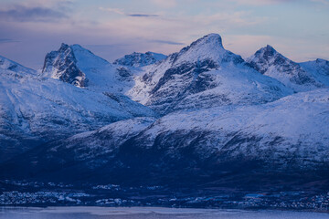 landscape with mountains and snow
