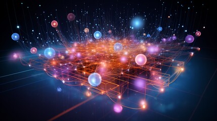 image that elegantly visualizes quantum cloud computing, illustrating the potential for exponentially faster and more efficient data processing