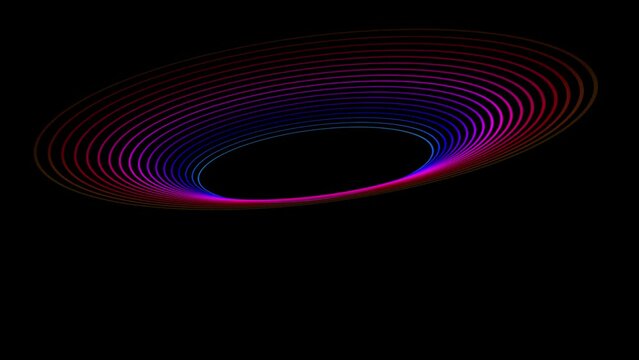 Multi colored funnel shape on black background.