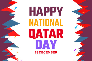happy National Qatar Day wallpaper with white Background Design. Banner, Poster, Greeting Card