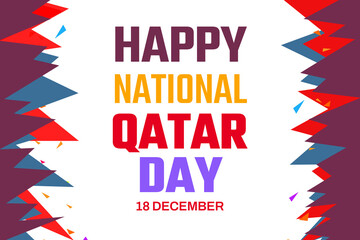 Fototapeta premium happy National Qatar Day wallpaper with white Background Design. Banner, Poster, Greeting Card