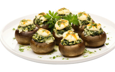 Stuffed Mushrooms with Spinach on isolated background