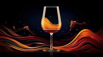  a glass of wine sitting on top of a table next to a wine glass with a liquid inside of it.  generative ai