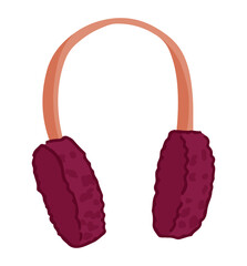 Doodle of warm winter earmuff. Cartoon clipart of accessory hat headgear. Contemporary vector illustration isolated on white background.