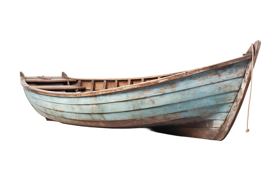Weathered Wooden Rowboat on transparent background on Transparent Background