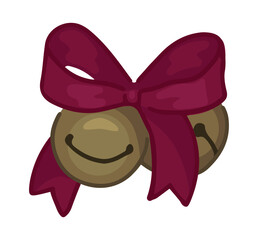 Doodle of Jingle bells, sleigh bell. Cartoon clipart of bell Christmas decoration. Contemporary vector illustration isolated on white background.