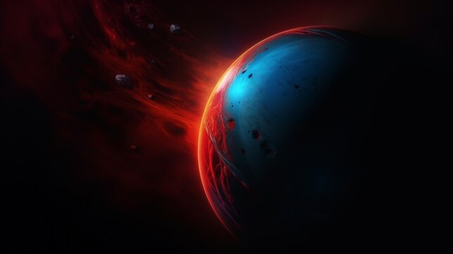 Blue red gradient planetary system solar system wallpaper image AI generated art