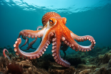 illustration of octopus in the sea. Created with Generative AI