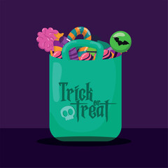 Obraz premium Colored halloween candies bag Happy halloween Vector