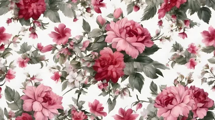 Foto auf Acrylglas beautiful fantasy vintage wallpaper botanical flower bunch, vintage motif for floral print digital background, vintage wallpaper botanical bouquet of flowers © Kawaii