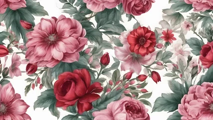 Fototapeten beautiful fantasy vintage wallpaper botanical flower bunch, vintage motif for floral print digital background, vintage wallpaper botanical bouquet of flowers © Kawaii