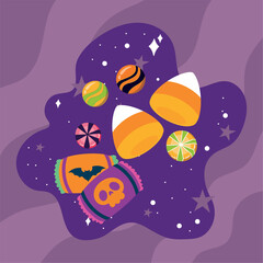 Group of candies HAlloween season Vector