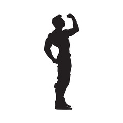 black silhouette of a Man in a victorious pose