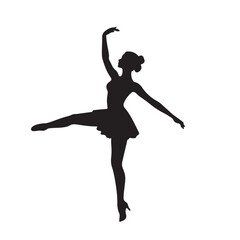 black silhouette of a Person in a graceful ballet pose