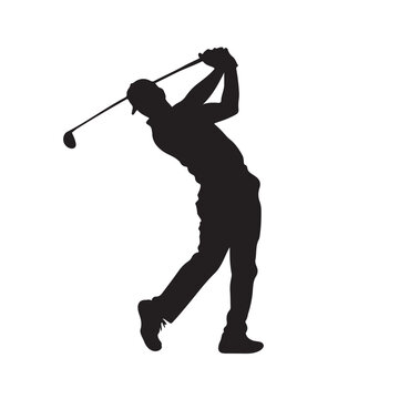 black silhouette of a Golfer swinging a golf club