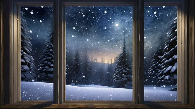 Winter Wonderland Outside of Window - Animation
