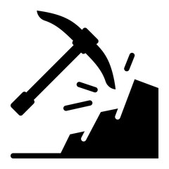 solid, glyph, industry, mine, equipment, machinery, industrial, work, heavy, miner, geology, engineering, factory, technology, engineer, production, symbol, 
