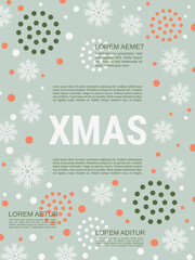 Merry Christmas and Happy New Year minimalistic style vector flyer template. Flat design illustration with winter style elements
