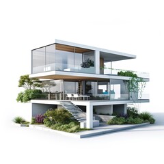 Fototapeta na wymiar 3d Modern Home Isolated On White Background