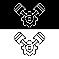 Piston Icon, Black and White Version Design Template