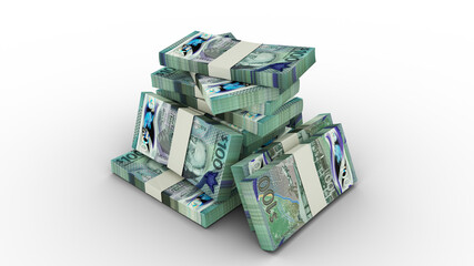 Obraz na płótnie Canvas 3d rendering of Stacks of 100 Barbados Dollar notes. bundles of Barbados currency notes isolated on transparent background