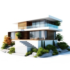 Naklejka premium 3d Modern Home Isolated On White Background