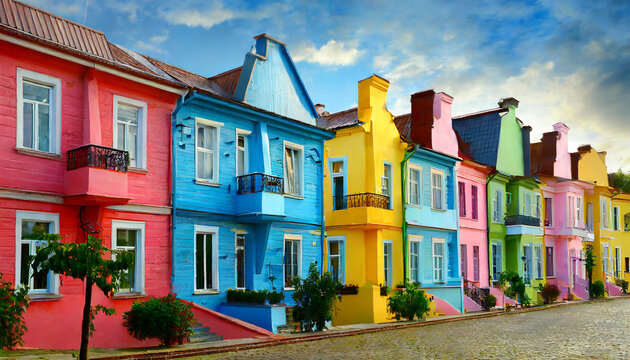 Brightly Colored Row Houses