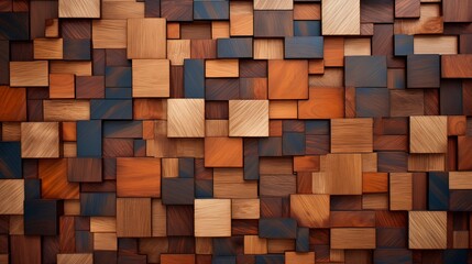 Wooden mosaic in oriental style. Generation AI