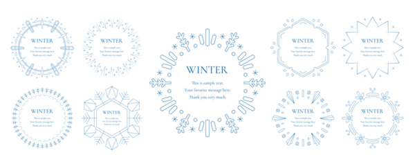 Fotobehang 素材_フレームのセット_雪の結晶と光をモチーフにした冬の飾り枠。高級感のある囲みのデザイン © hirose