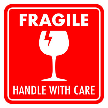 Vector graphic of fragile object and handle with care sign