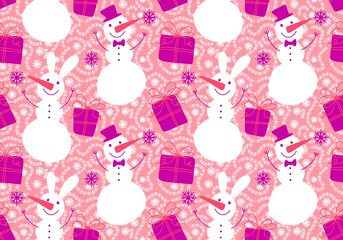 Christmas candy seamless snowman pattern for wrapping paper and fabrics and linens and new year accessories