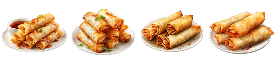 Chinese traditional spring rolls Hyperrealistic Highly Detailed Isolated On Transparent Background Png File