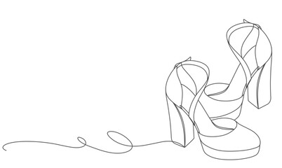 line art vector of high heels. continuous line drawing simple woman fashion illustration