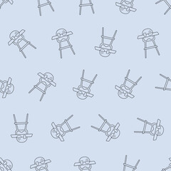 Baby high chair line art seamless pattern. Suitable for backgrounds, wallpapers, fabrics, textiles, wrapping papers, printed materials, and many more. Editable vector.