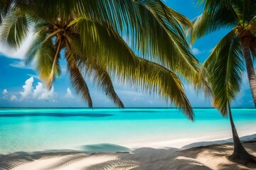 beach with palm trees generated by AI technology	