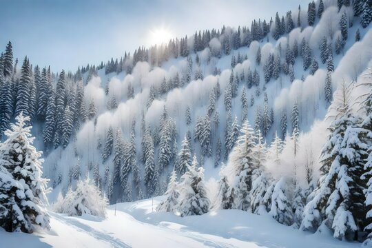 winter landscape in the mountains generated by AI technology	