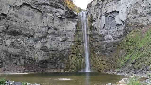 Taughannock Falls State Park (waterfall near Ithaca, finger lakes region of upstate new york) cascade, gorge, nature, autumn