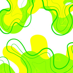 Abstract background, yellow and green, triangles, fluid shapes.