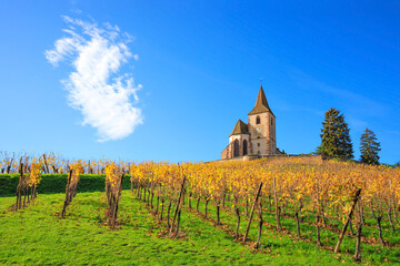 Fototapeta na wymiar Eglise 'Hunawihr en Automne, Alsace 