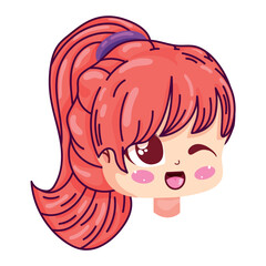 Cute girl kawaii cartoon character avatar Vector