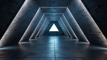 Dark empty concrete interior, neon, reflection. Generation AI