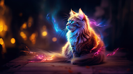 Fantastic glowing maine coon cat