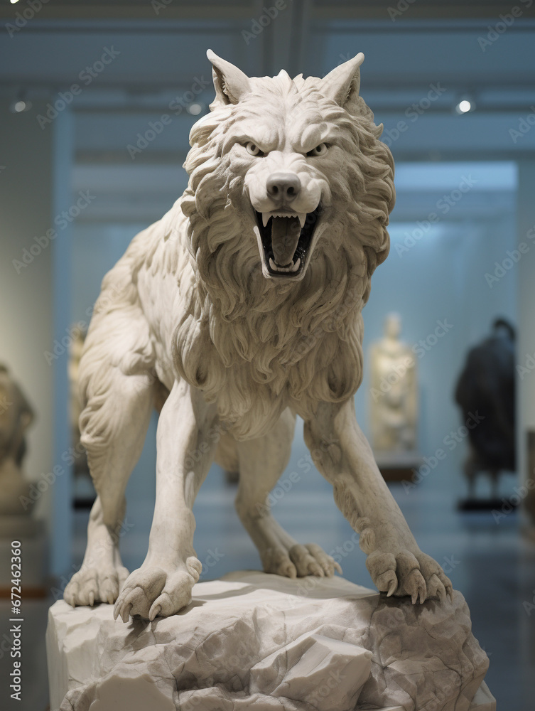 Wall mural A Marble Statue of a Wolf