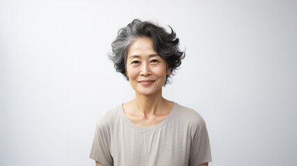 Portrait of a middle-aged Japanese woman - obrazy, fototapety, plakaty