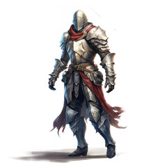 Digital Knight in White Armor.
 , Medieval Fantasy RPG Illustration