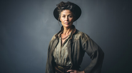 Portrait of a middle-aged cowboy woman