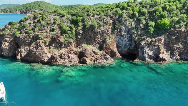 The Caves, British Virgin Islands, Norman Island, Drone Aerial shot