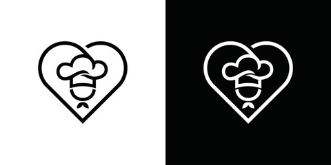 Chef logo template Brand Icon Symbol Chef Logo with love or heart - obrazy, fototapety, plakaty
