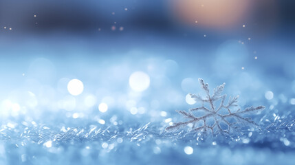 Fototapeta na wymiar Winter snowflakes on dark blue background, winter or christmas banner.