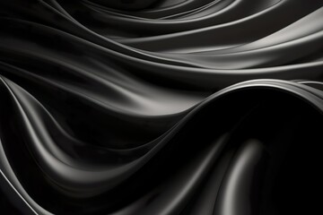 Sculpted Silver Elegance: Abstract Swirls on Black Background, Perfect for Web Design and Minimalist Poster